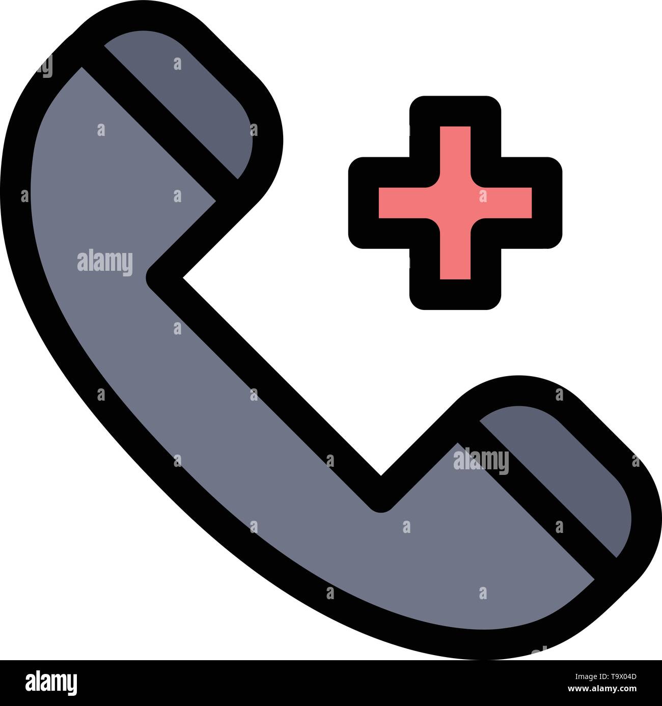 Call Ring Hospital Phone Delete Flat Color Icon Vector Icon