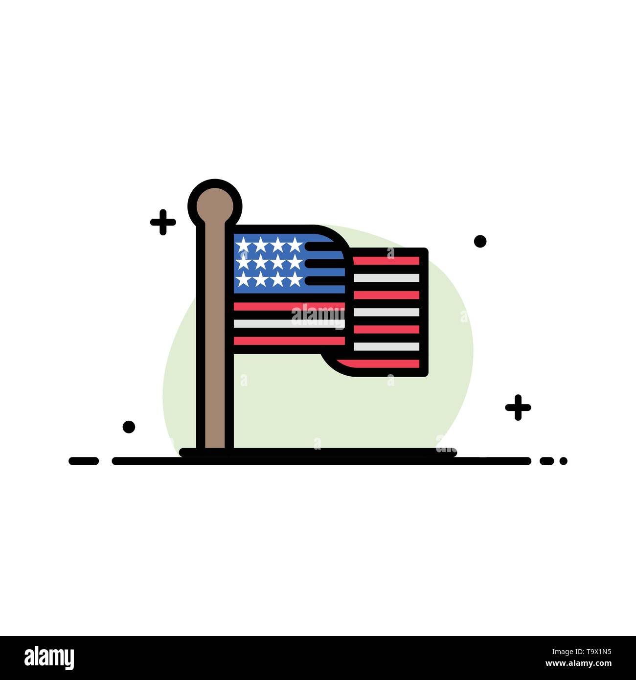 American Flag Thanksgiving Usa Business Flat Line Filled Icon