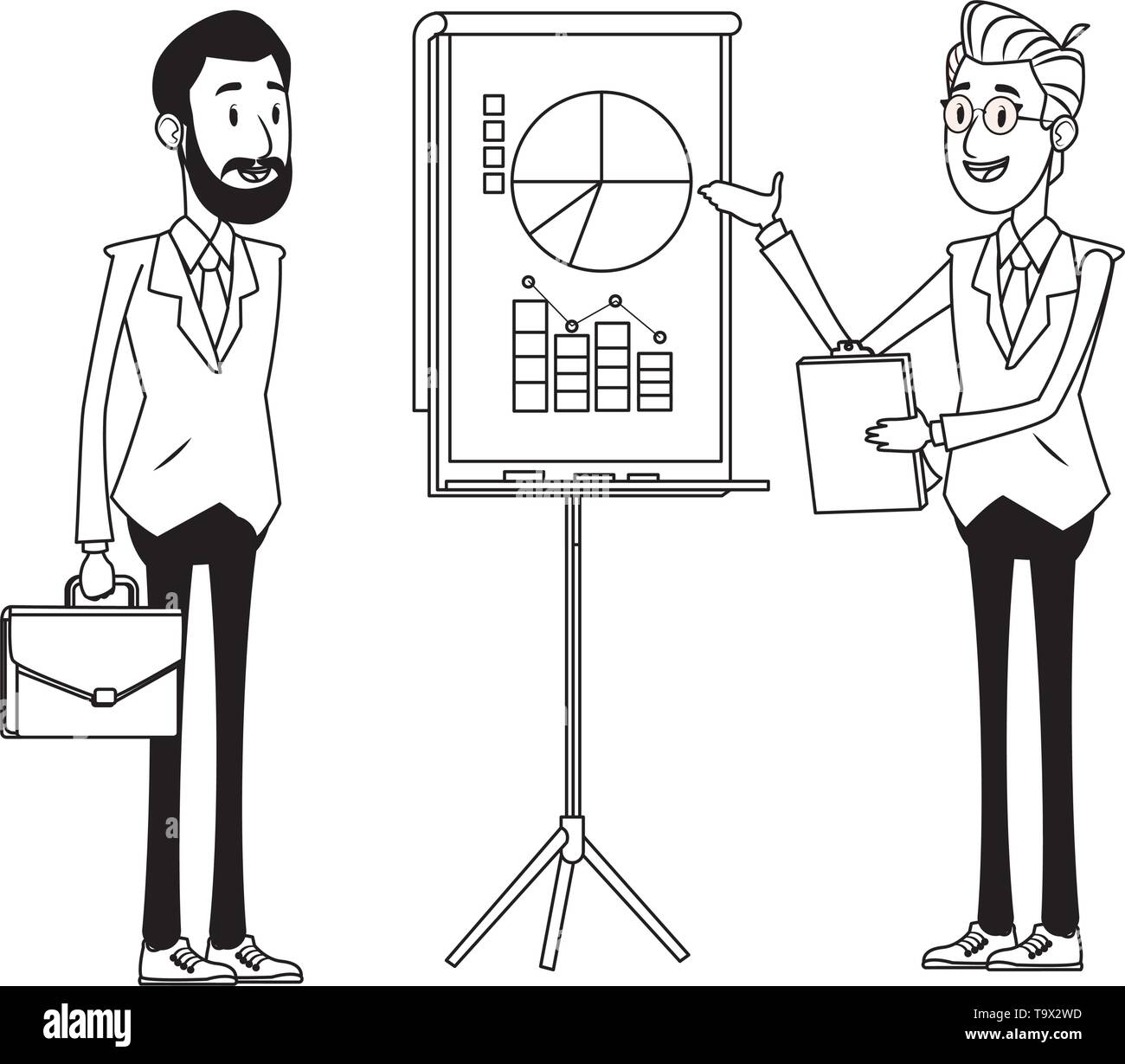 businessmen with briefcase black and white Stock Vector Image & Art - Alamy