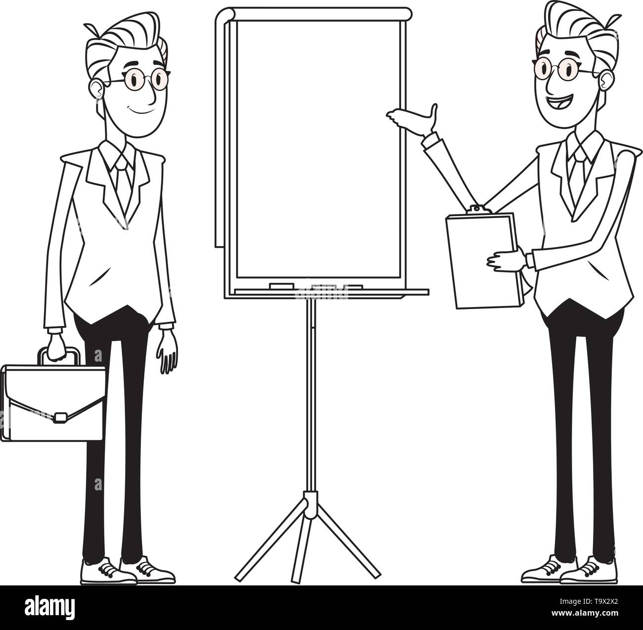 businessmen with briefcase black and white Stock Vector Image & Art - Alamy