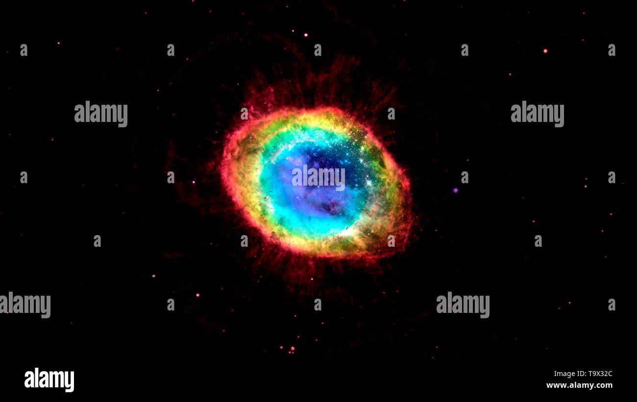 Abstract bright colorful universe. Nebula night starry sky in rainbow ...