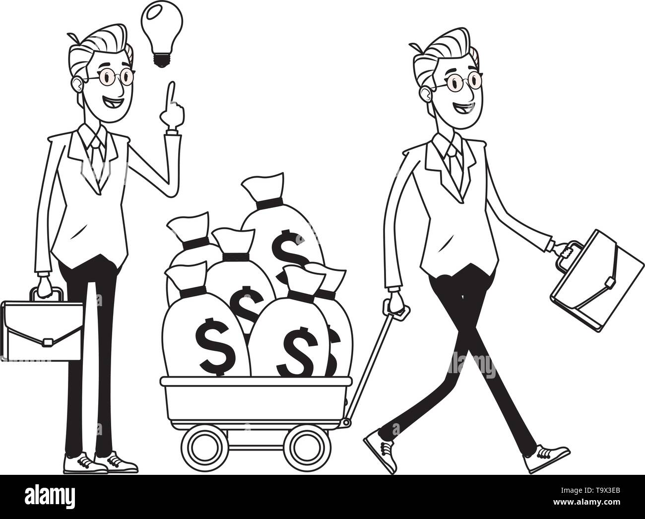 businessmen with briefcase black and white Stock Vector Image & Art - Alamy