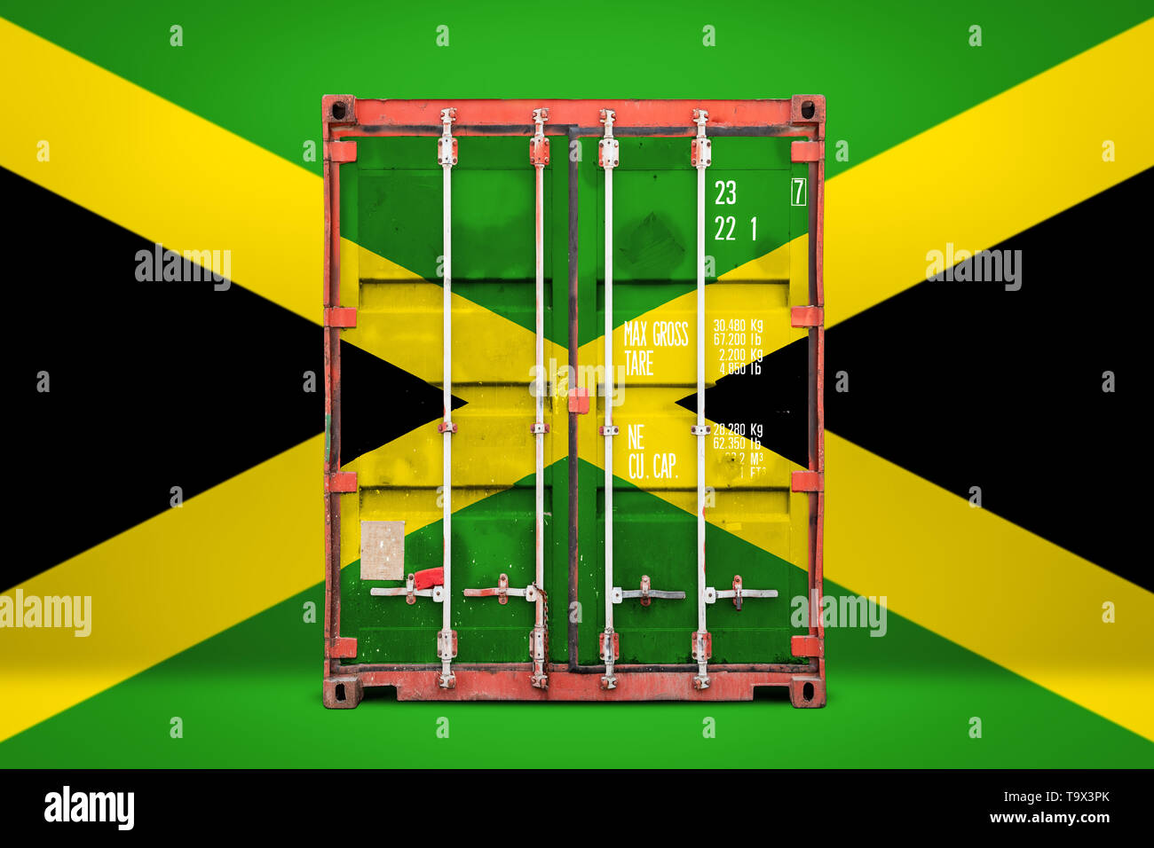 The concept of Jamaica exportimport, container transporting and