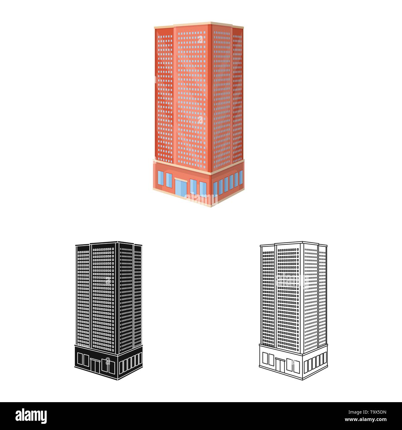 Vector design of skyscraper and house icon. Collection of skyscraper ...