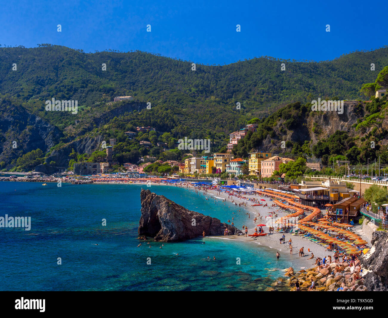 Beach of Monterosso Al Mare, Cinque Terre, Rivera Tu the Levant, province of La Spazia, Liguria, Italy, Europe, Strand von Monterosso al Mare, Rivera  Stock Photo