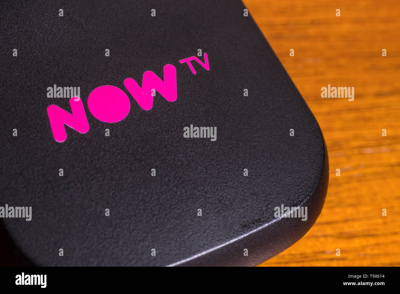 London, UK - May 14th 2019: A close-up of the NOW TV logo pictured on a remote control. Stock Photo