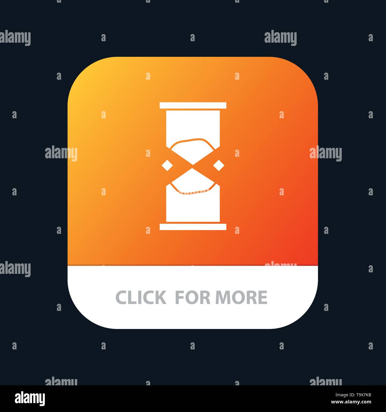 Hourglass, Time, Timer, Watch, Sand Mobile App Button. Android and IOS Glyph Version Stock