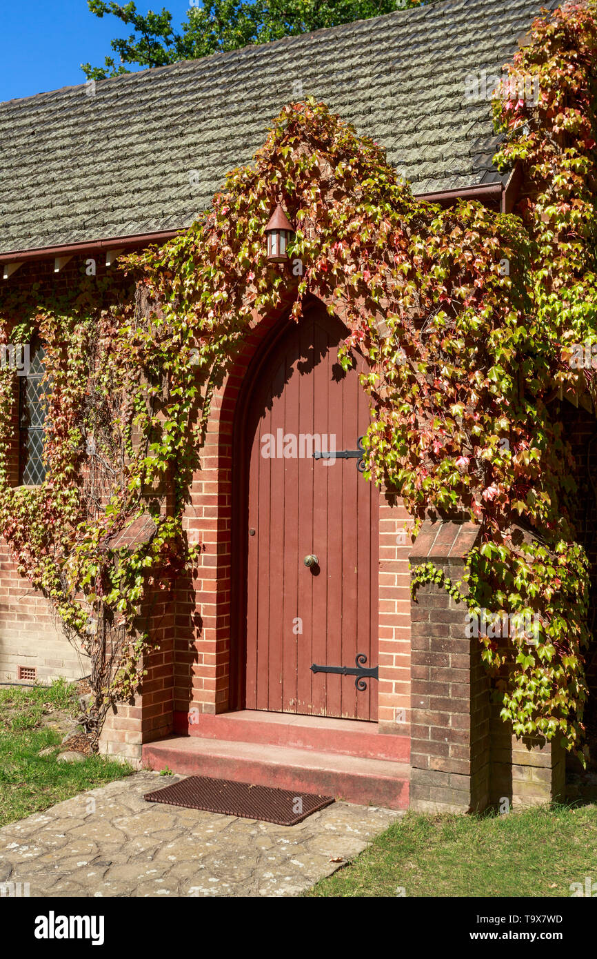 Detail of the portal of the Gostwyck Chapel, known as All Saints Anglican Church, built in 1921