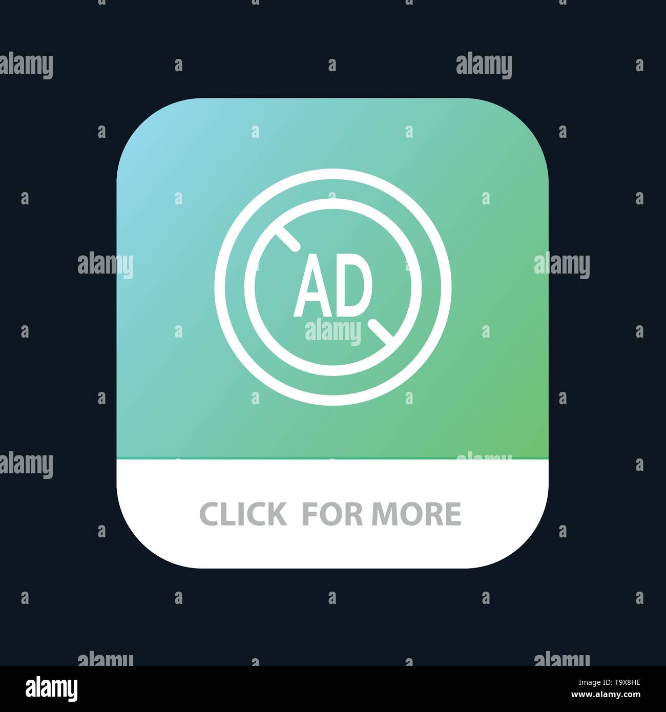 Ad, Blocker, Ad Blocker, Digital Mobile App Button. Android and IOS Line Version Stock Vector