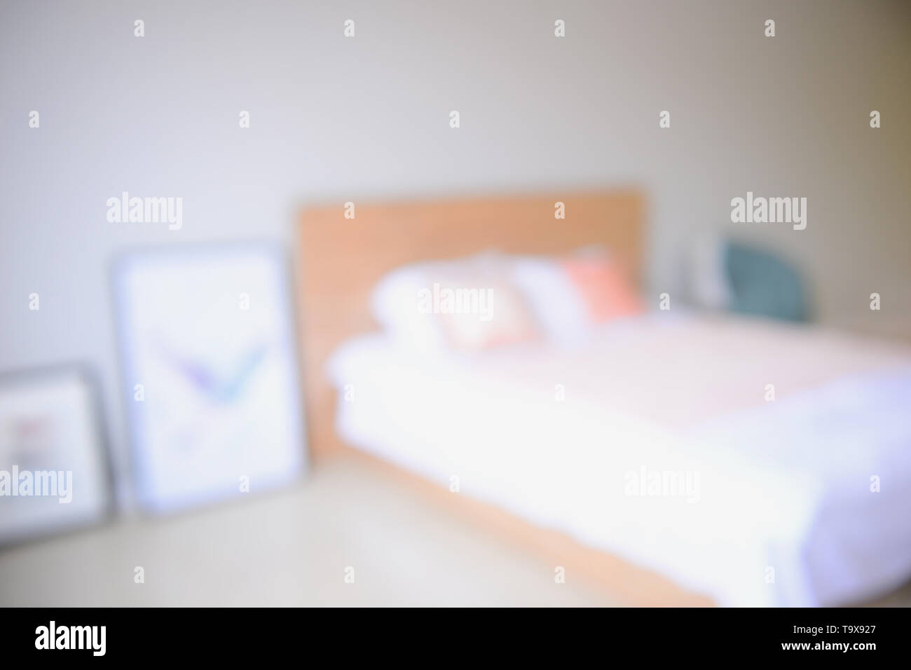 Blurred interior of modern bedroom Stock Photo