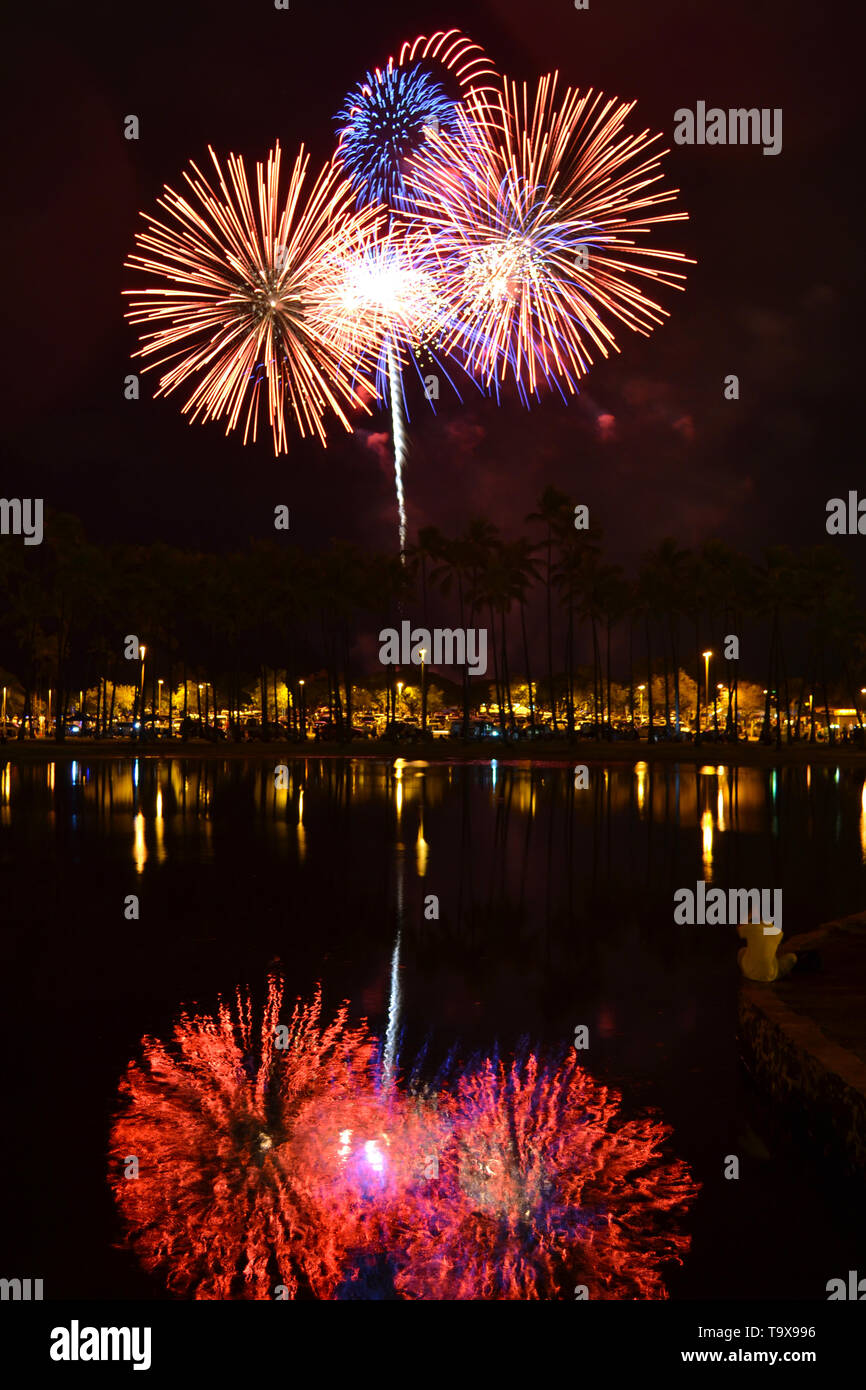 Fireworks display for the American Independence Day on 4th of July at