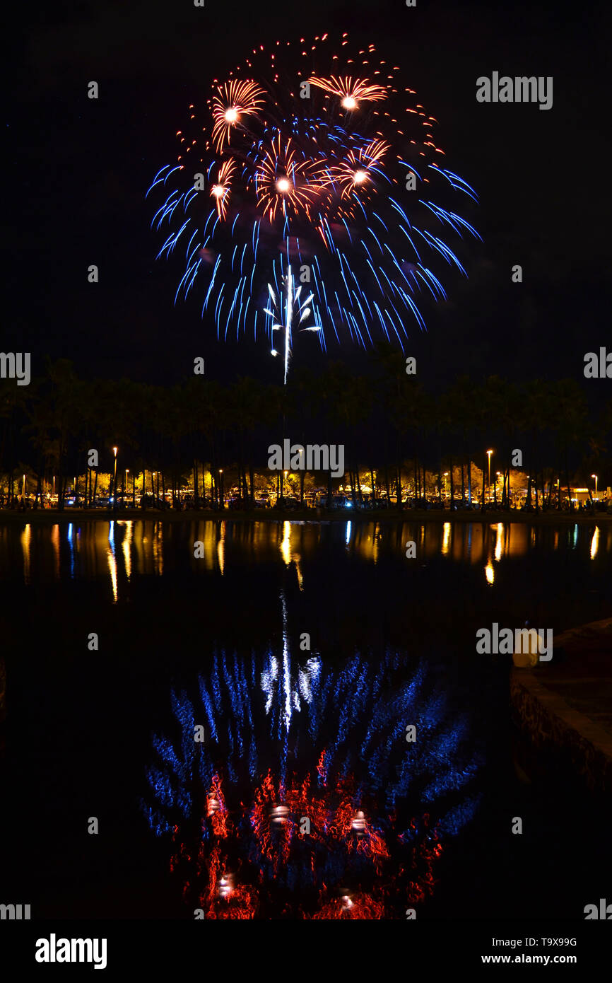Fireworks display for the American Independence Day on 4th of July at