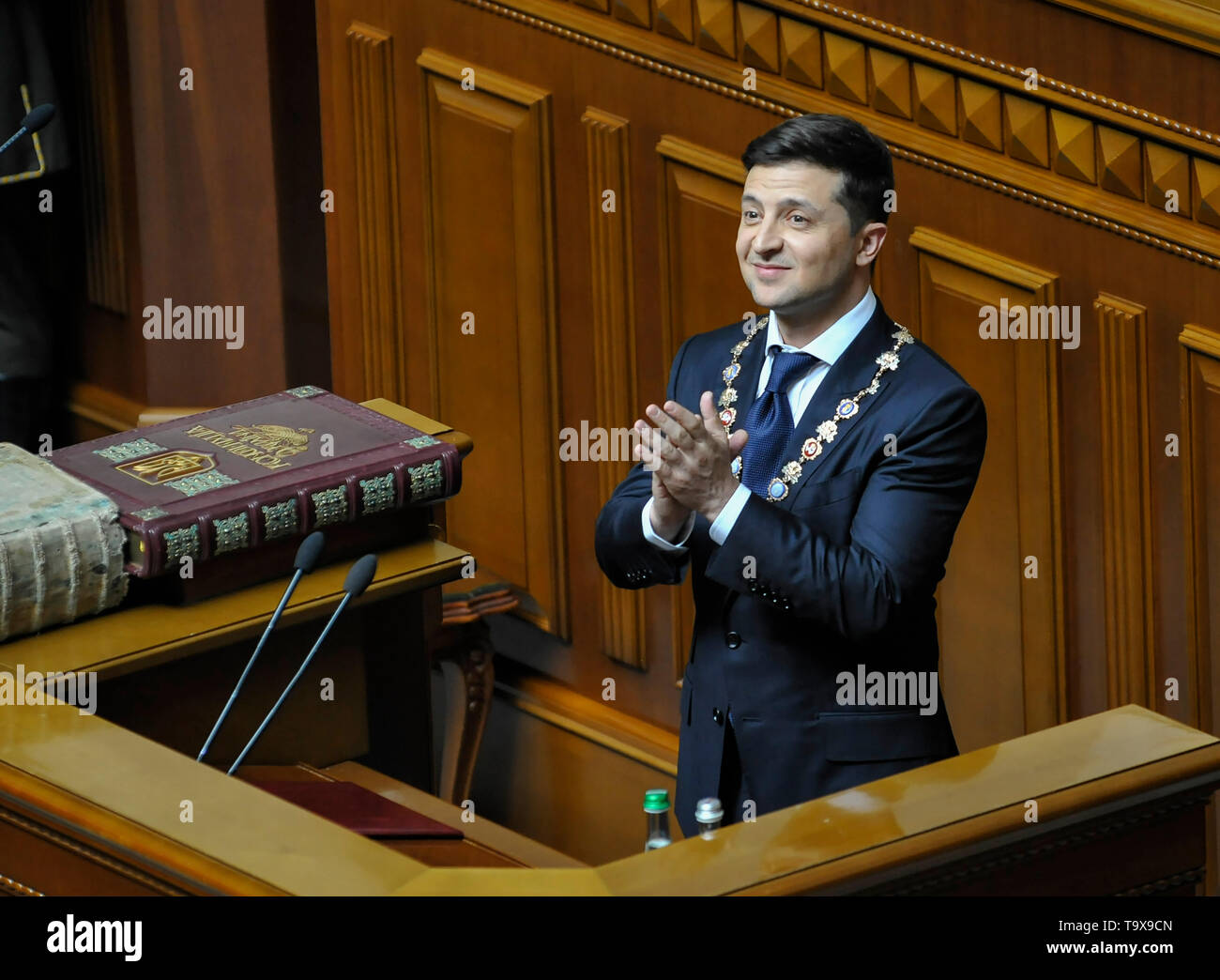 New Ukrainian president Volodymyr Zelensky seen during his inauguration ...
