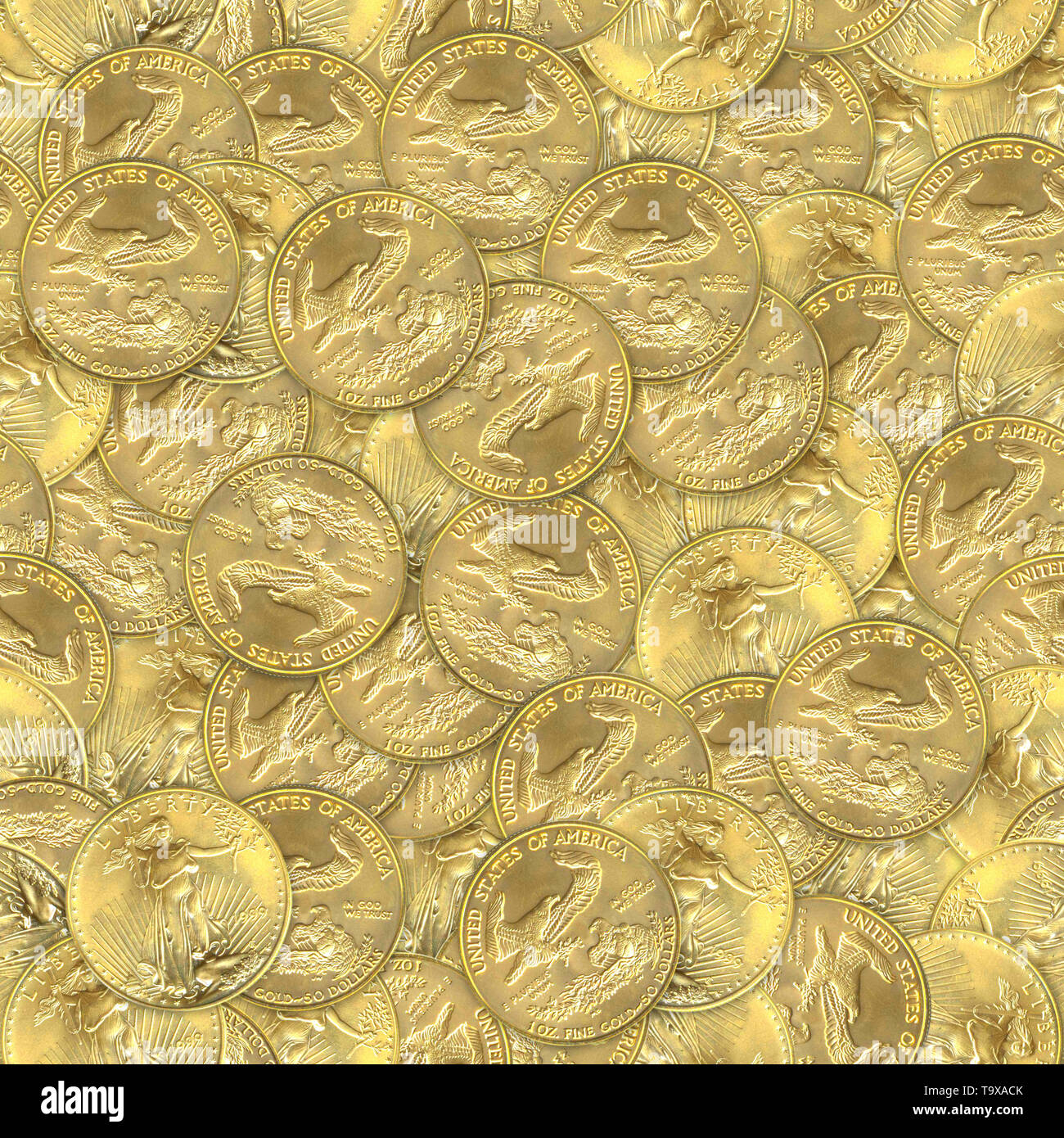 US Gold Eagle Coins Seamless Texture Tile Stock Photo
