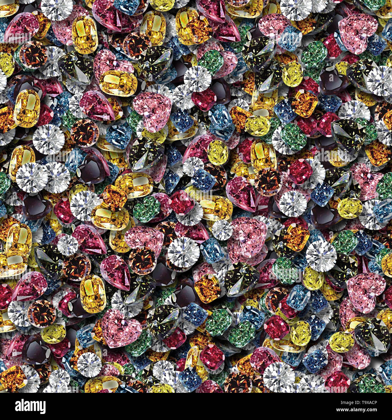 Mixed Gems Seamless Texture Tile Stock Photo