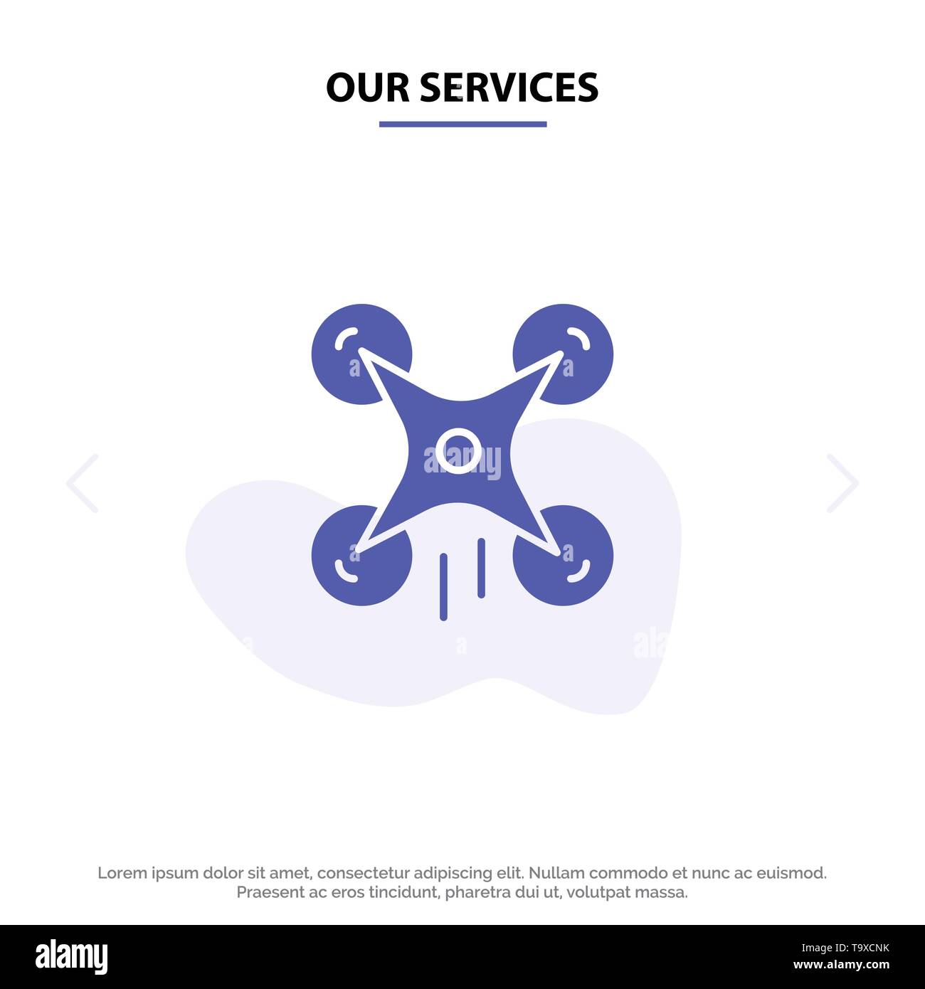 Our Services Technology, Drone, Camera, Image Solid Glyph Icon Web card Template Stock Vector