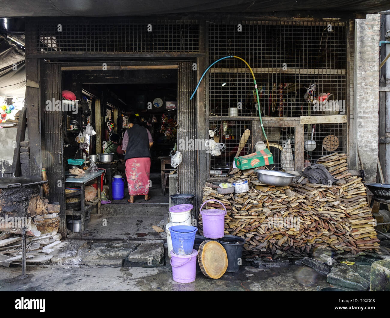 Yangon, Myanmar Feb 9, 2017. Old rural house in Yangon, Myanmar. With