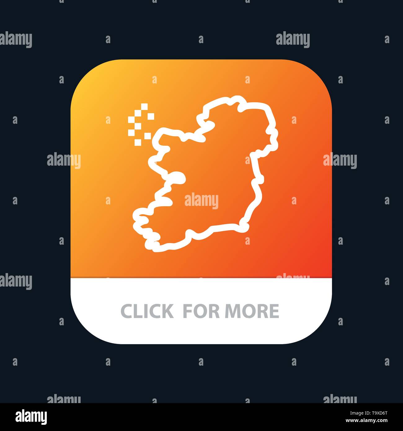 World, Map, Ireland Mobile App Button. Android and IOS Line Version