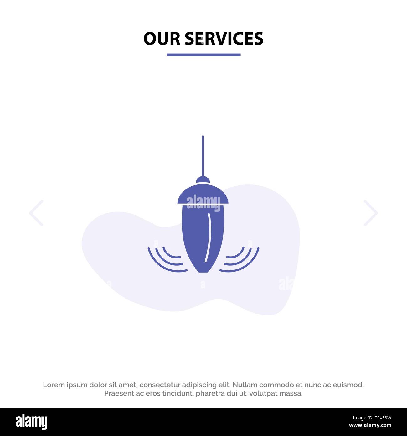Our Services Sinker, Instrument, Measurement, Plumb, Plummet Solid Glyph Icon Web card Template Stock Vector