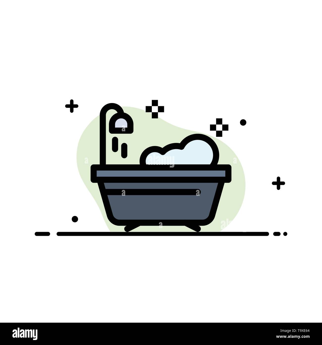 Bathroom, Clean, Shower Business Flat Line Filled Icon Vector Banner