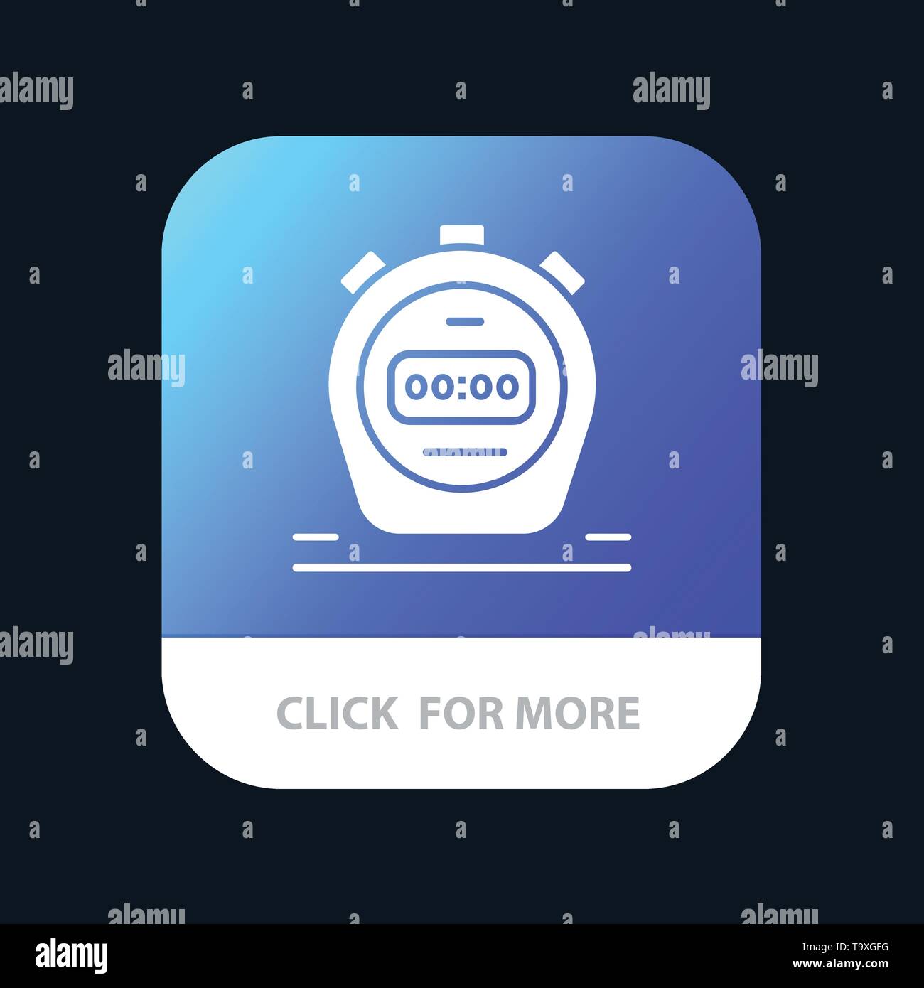 Timer, Stopwatch, Watch, Mobile App Button. Android and IOS Glyph Version Stock Vector Image