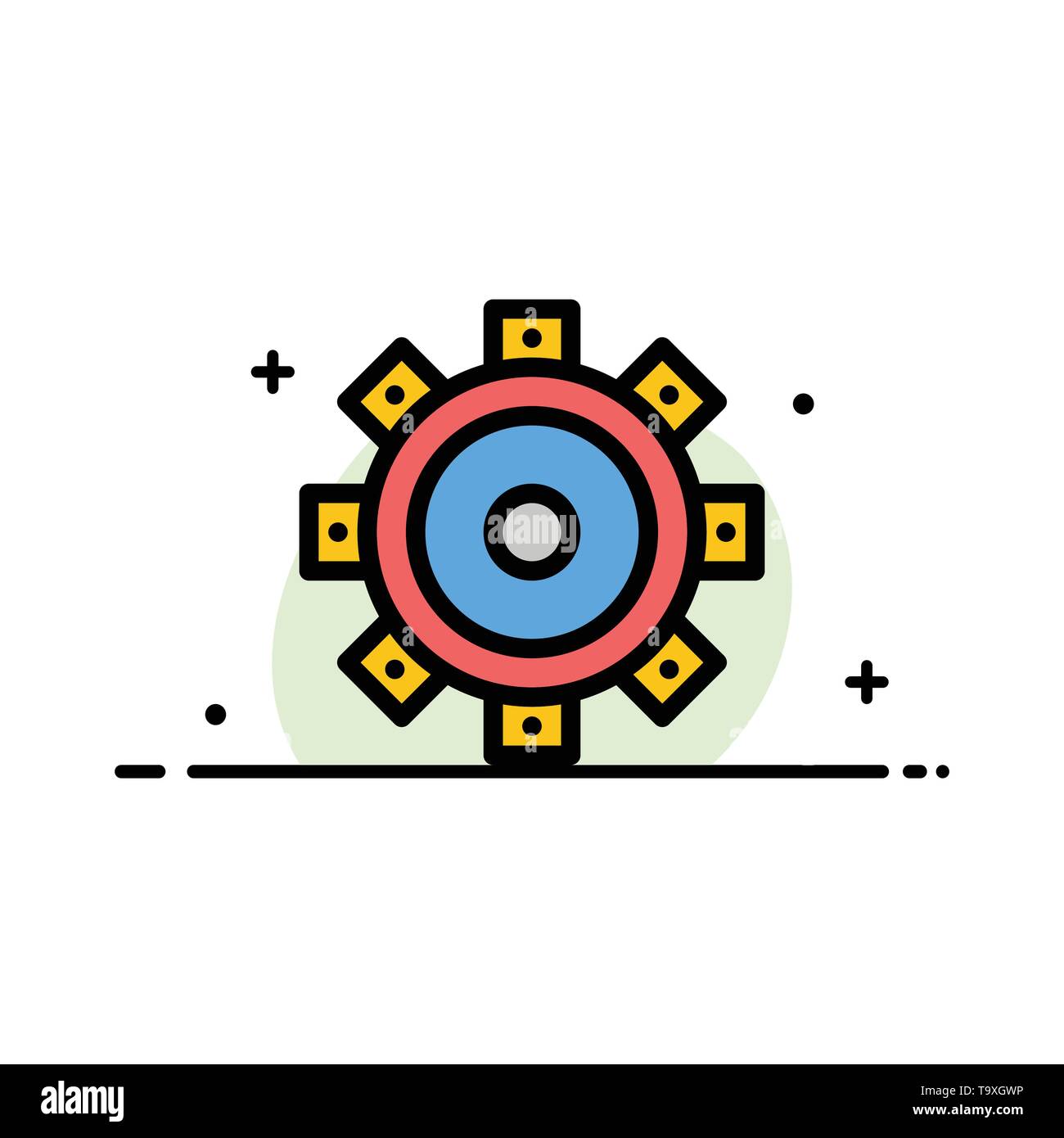 Construction Building Setting Business Flat Line Filled Icon
