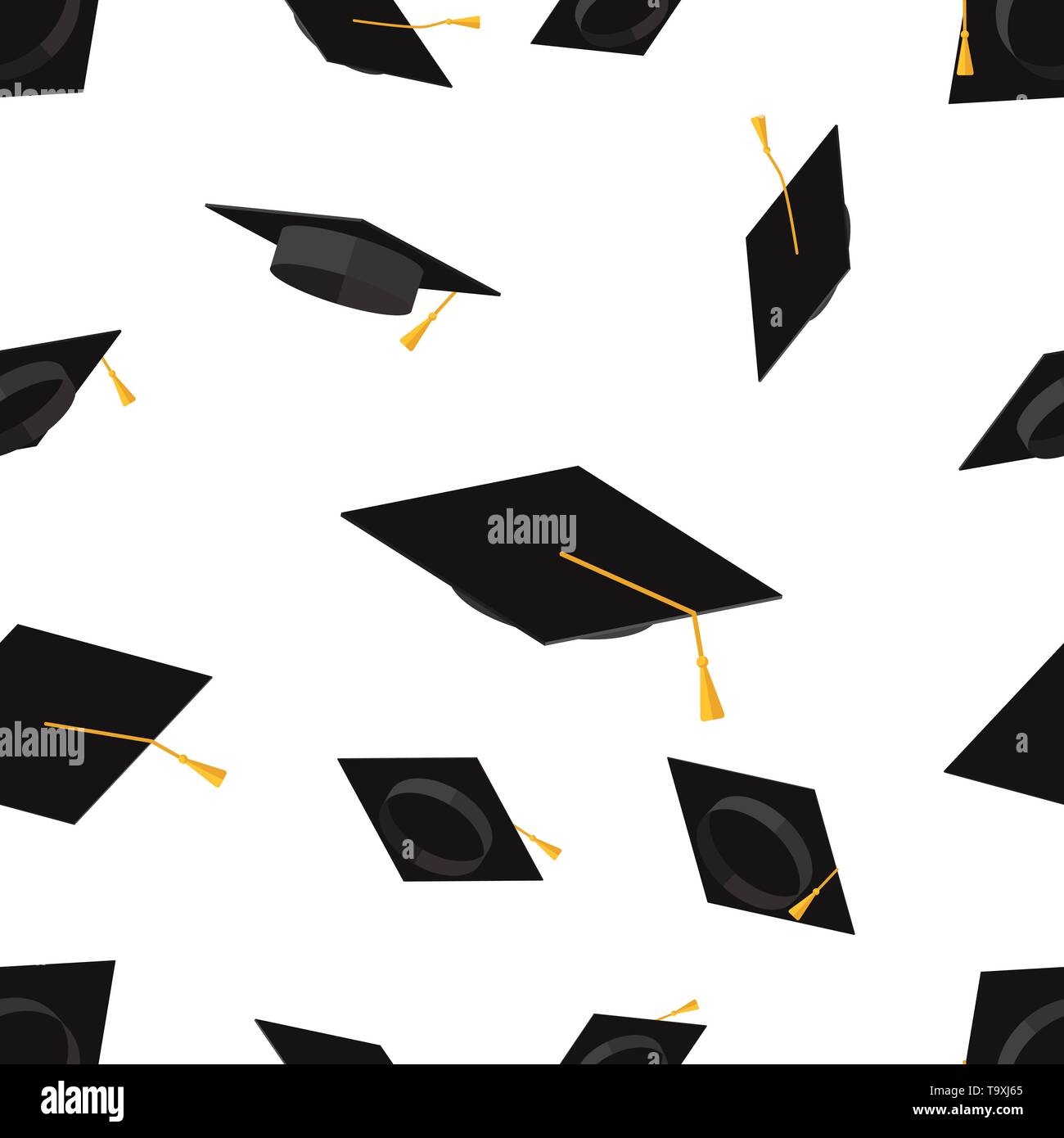 seamless pattern with academic graduation cups. Vector flat illustration. Stock Vector