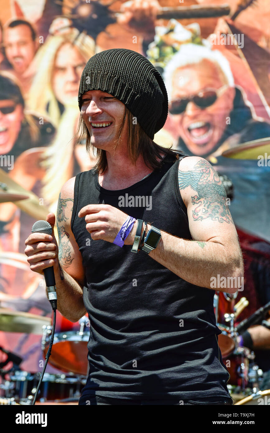 May 5, 2019, Encino, California, Patrick Stone lead vocals for Budderside at the 2019 Ride for Ronnie charity concert at Los Encinos State Park. Stock Photo