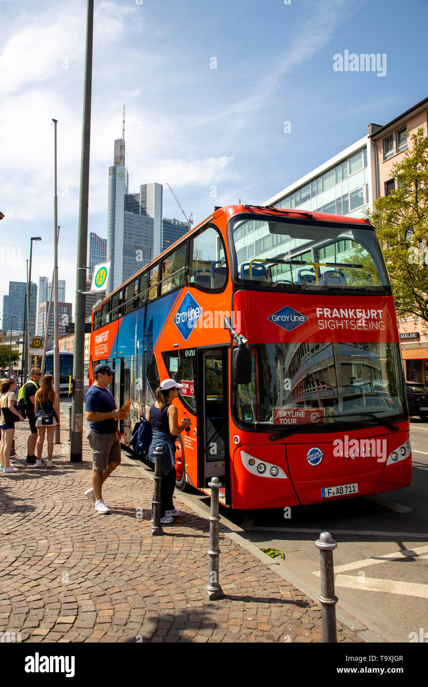 Frankfurt am Main, sightseeing bus, double decker for city tours Stock Photo