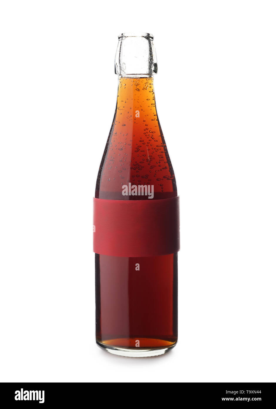 Bottle of tasty soda on white background Stock Photo