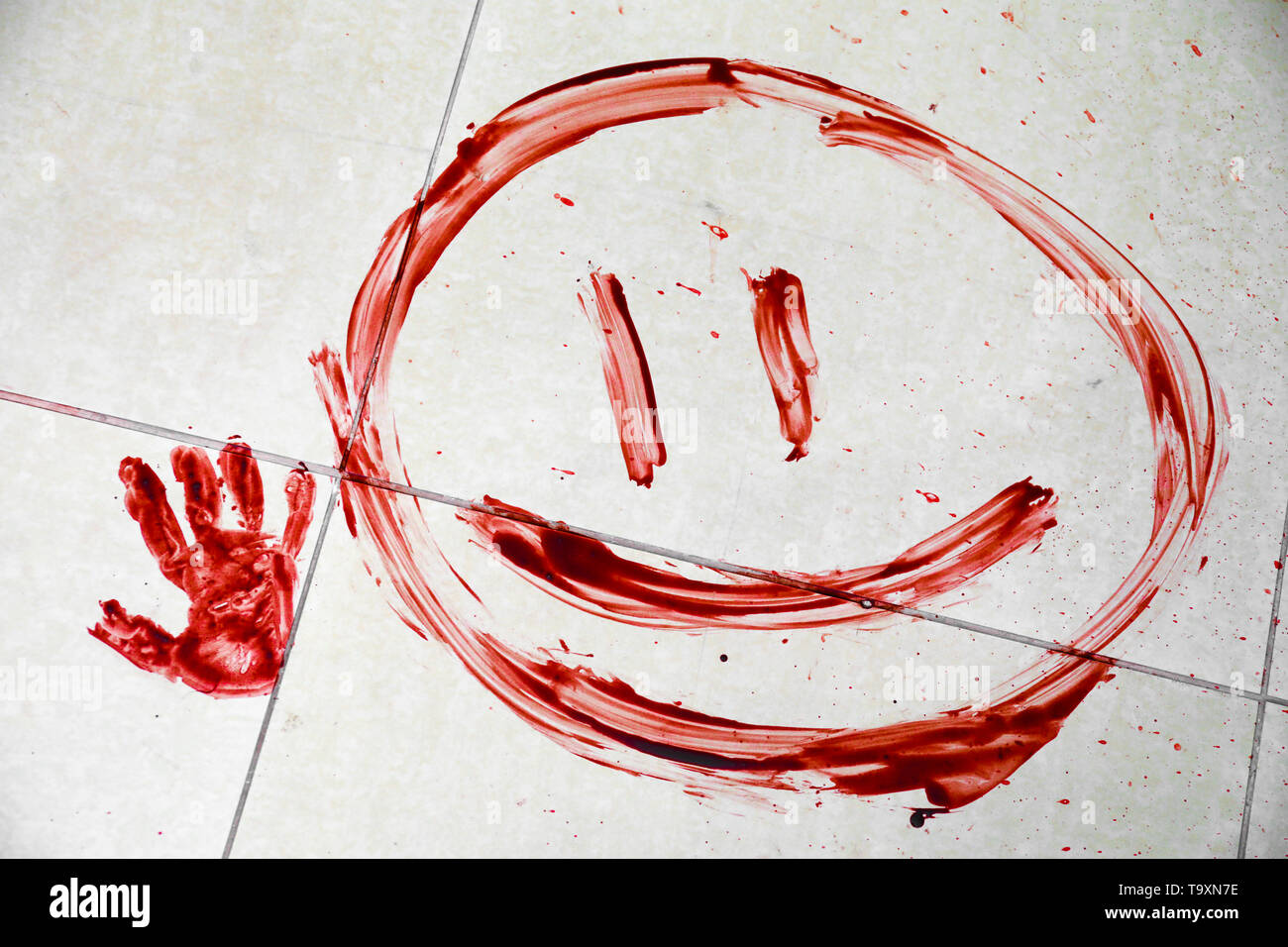 blood on floor high resolution stock photography and images alamy https www alamy com emoticon drawn with blood on floor image247064482 html