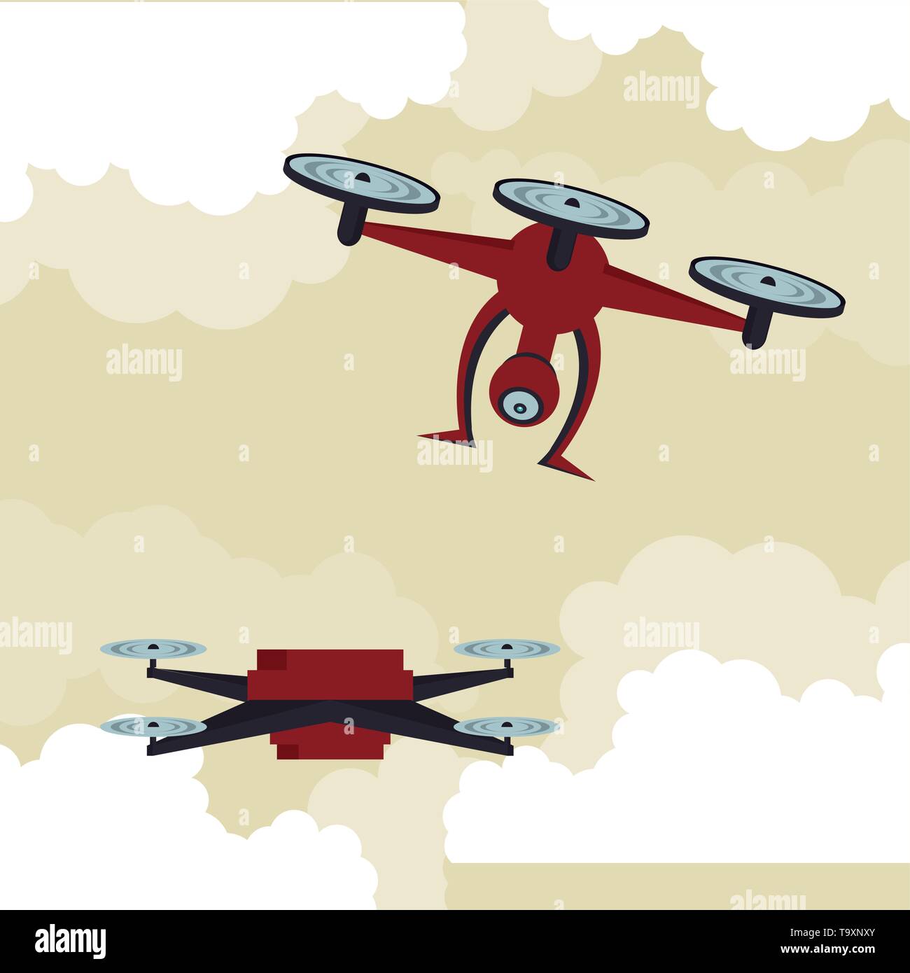 Drones flying in the sky Stock Vector Image & Art - Alamy