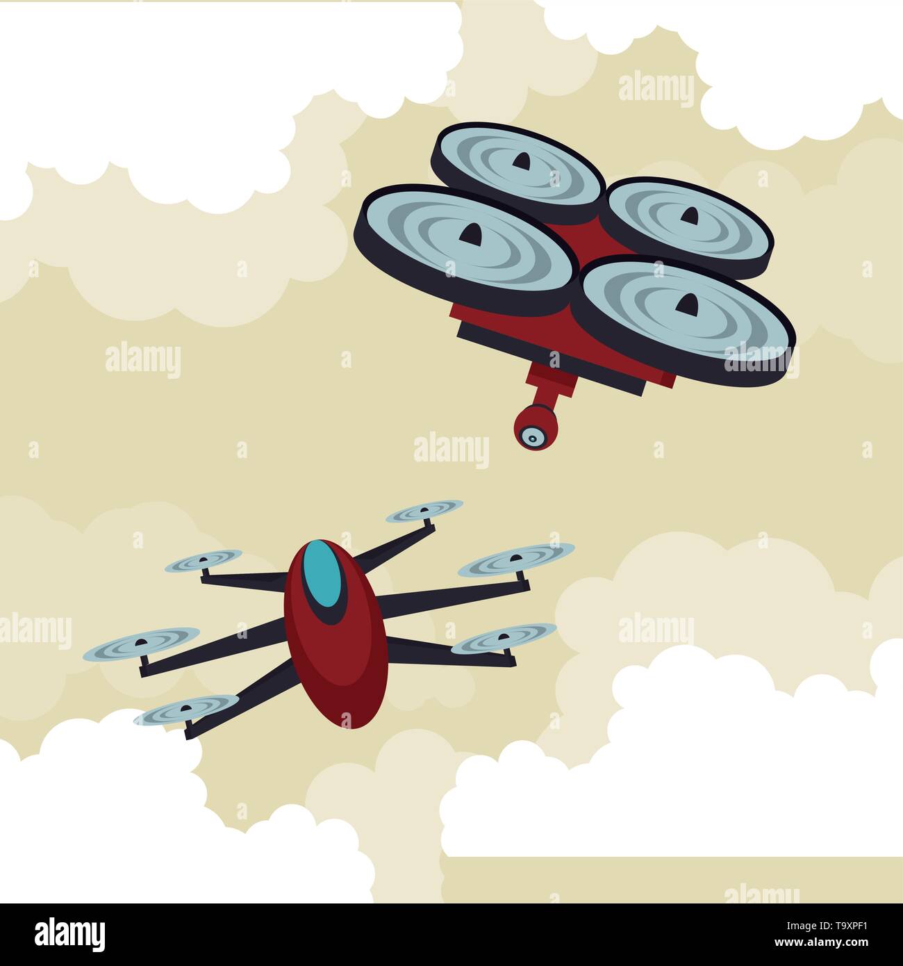 Drones flying in the sky Stock Vector Image & Art - Alamy