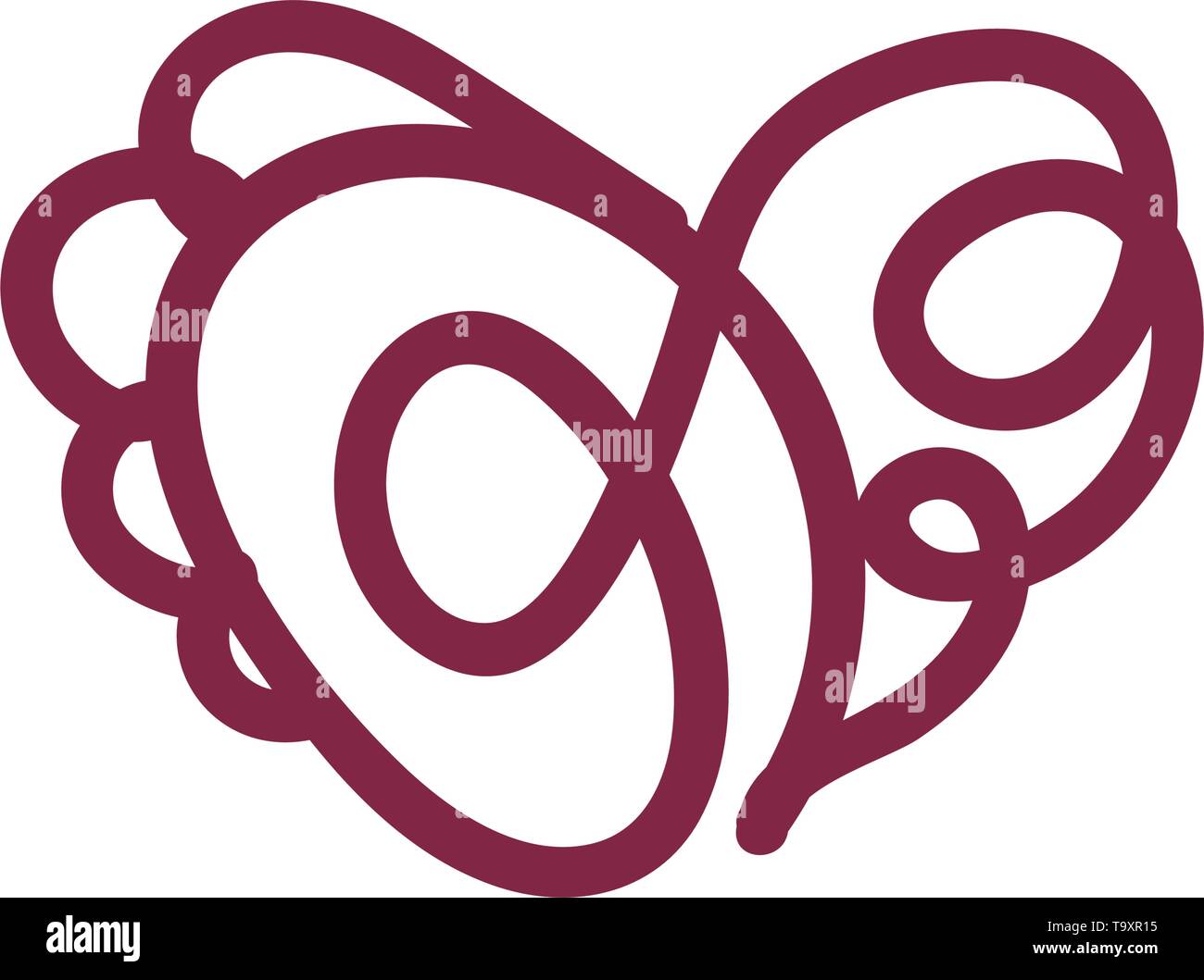 vector scribble line heart hand drawn art Stock Vector