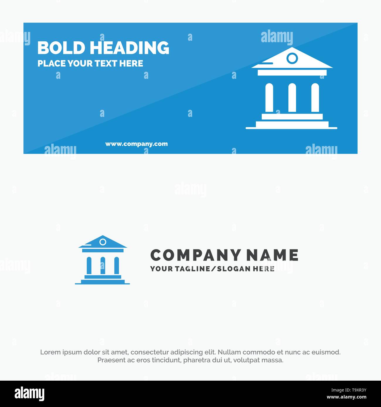 University Bank Campus Court Solid Icon Website Banner And