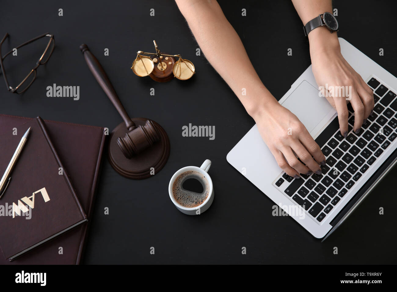 Female judge working on computer hi-res stock photography and images ...