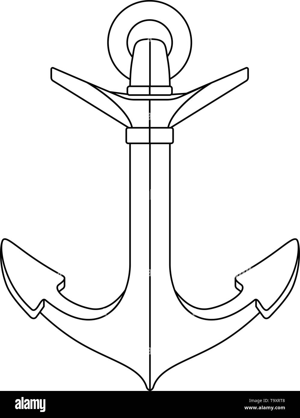 vector black white outline sea icon vintage Anchor Stock Vector Image & Art  - Alamy