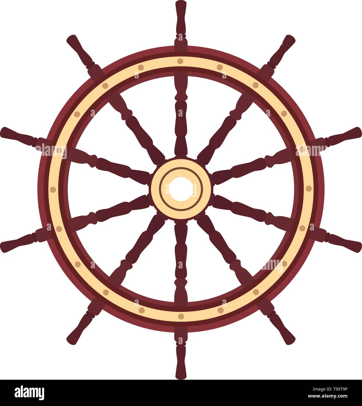 vector flat boat handwheel, ship wheel helm. Sea, ocean symbol Stock Vector