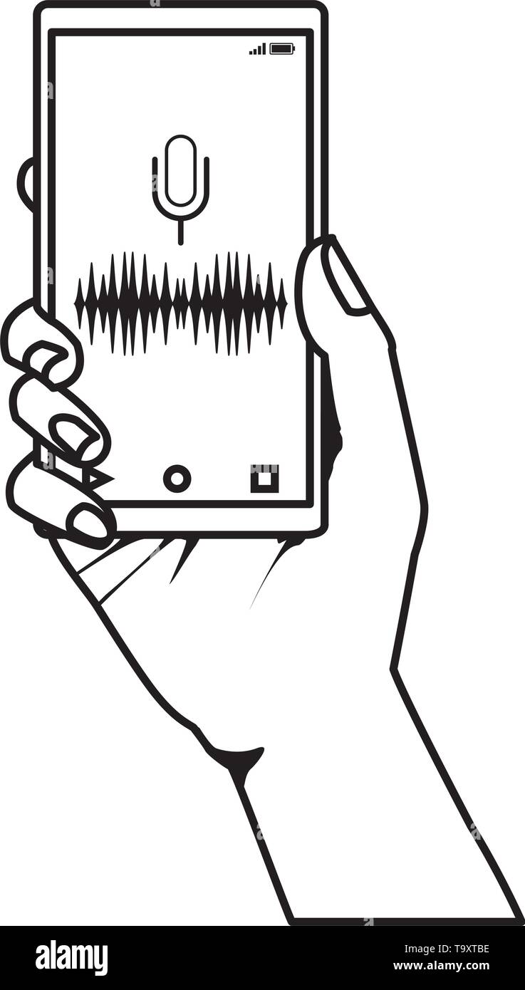 hand holding cellphone black and white Stock Vector Image & Art Alamy