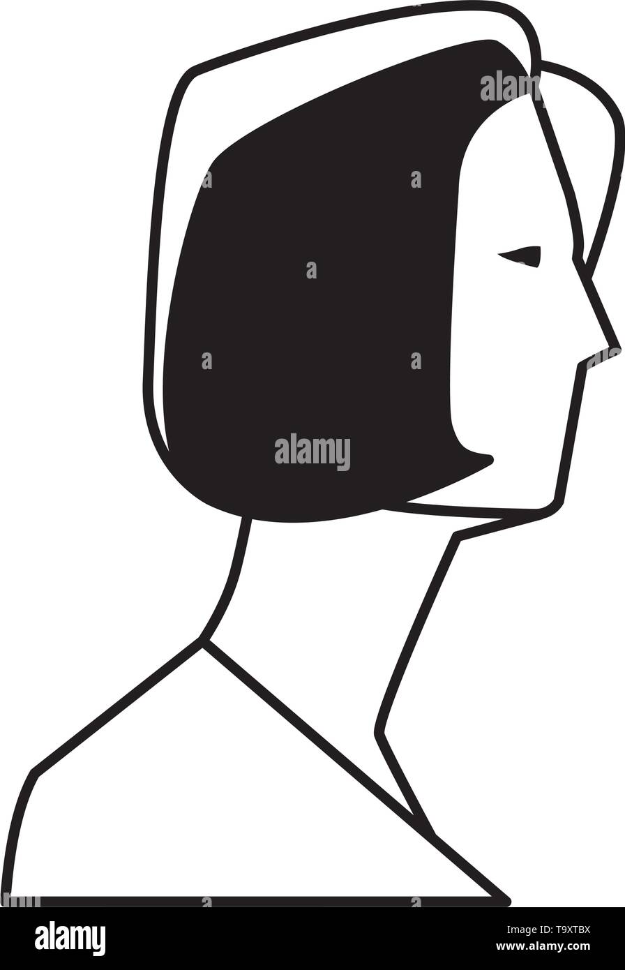 woman avatar cartoon character black and white Stock Vector Image & Art ...