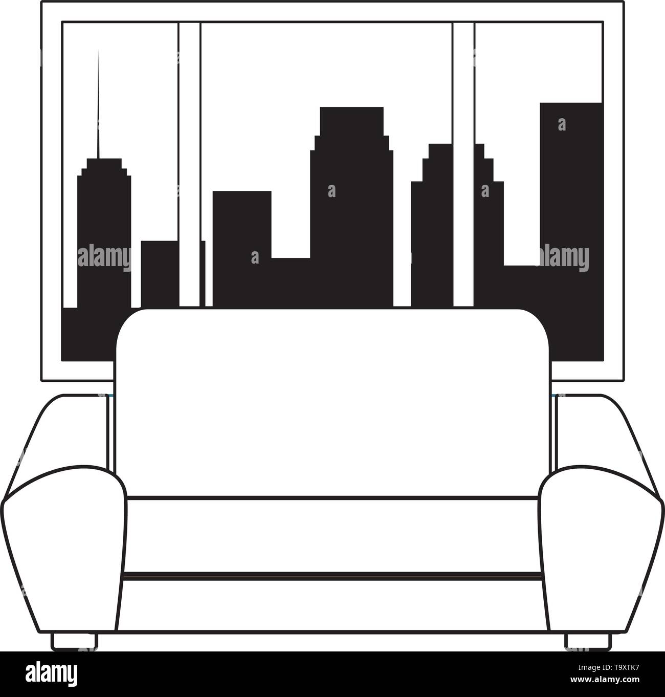 couch next to a window black and white Stock Vector Image & Art Alamy