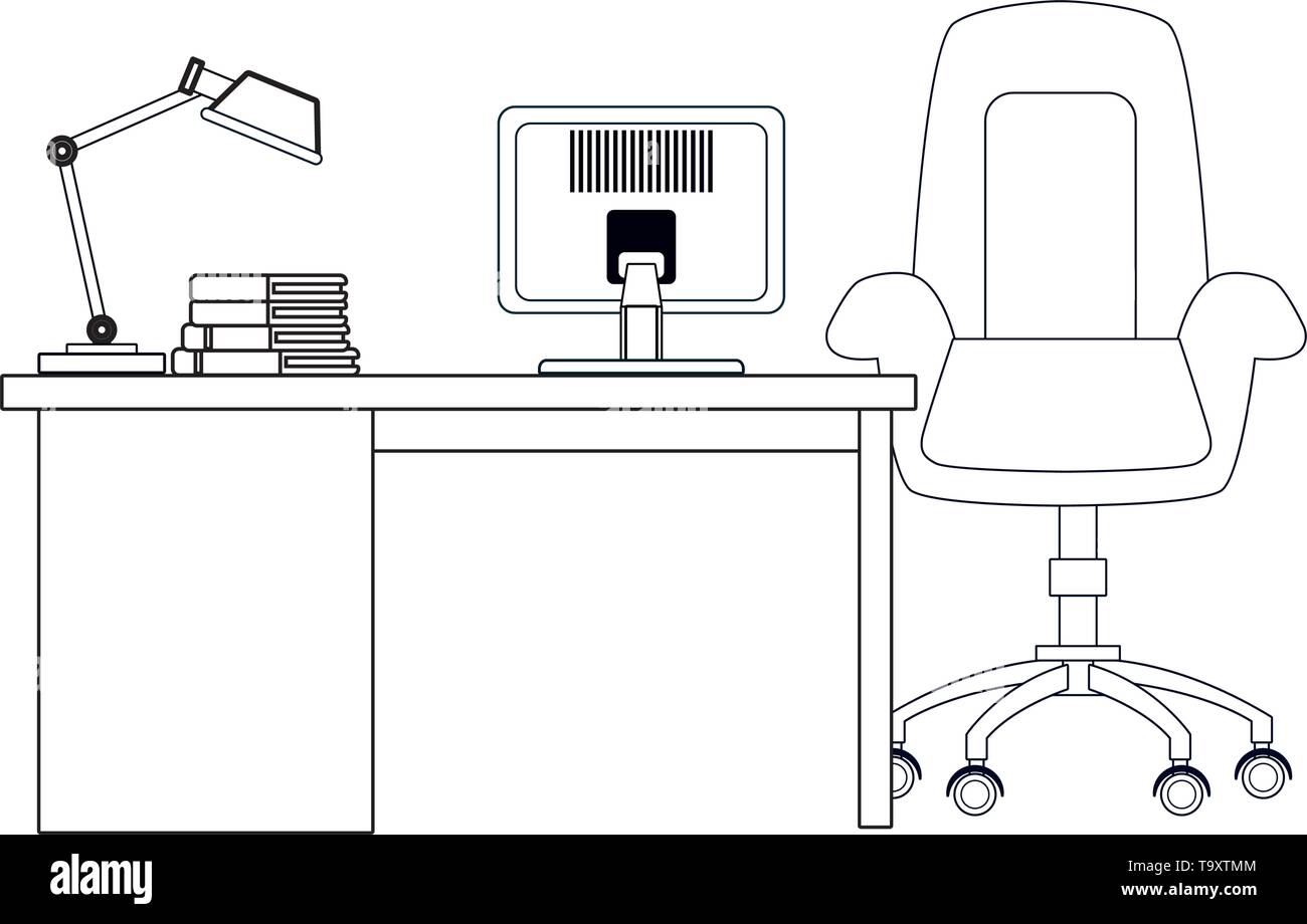 office desk icon black and white Stock Vector Image & Art - Alamy