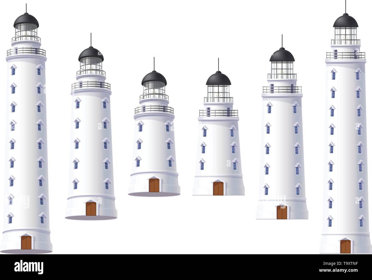 vector Lighthouse, light house, beacon maritime tower set Stock Vector