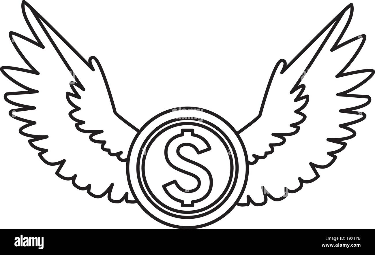 coin with wings black and white Stock Vector Image & Art - Alamy