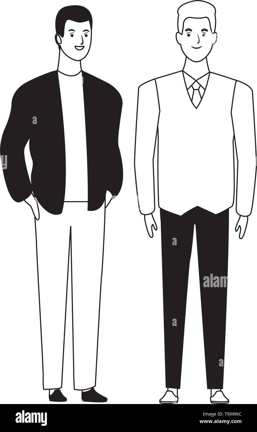 men avatar cartoon character in black and white Stock Vector Image ...
