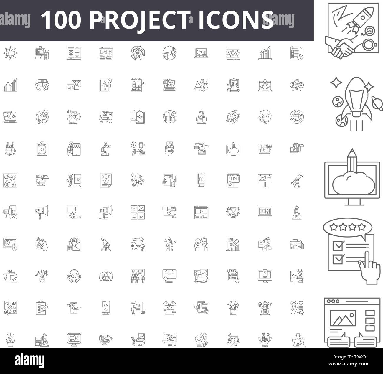 Project line icons, signs, vector set, outline illustration concept ...