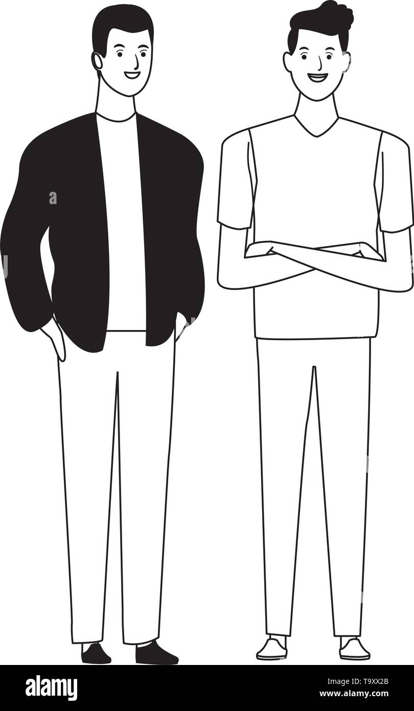 men avatar cartoon character in black and white Stock Vector Image ...