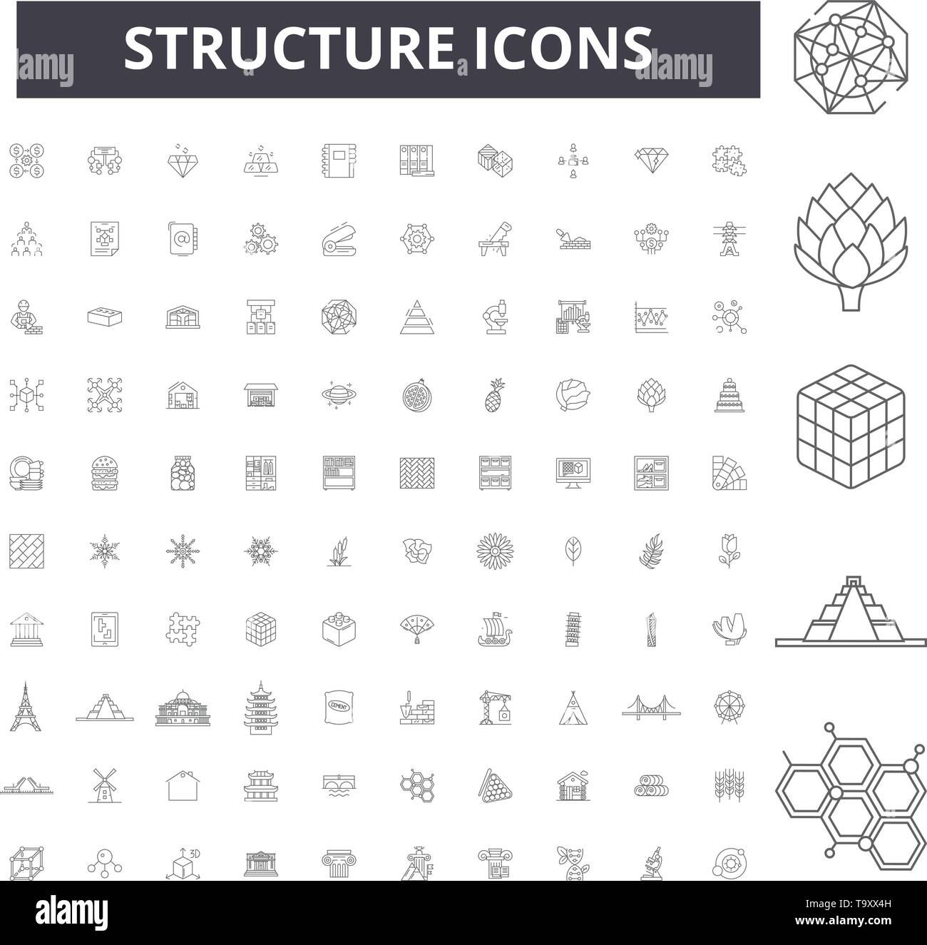 Structure icons line icons, signs, vector set, outline illustration ...
