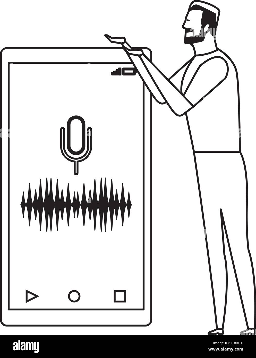man holding a cellphone black and white Stock Vector Image & Art - Alamy