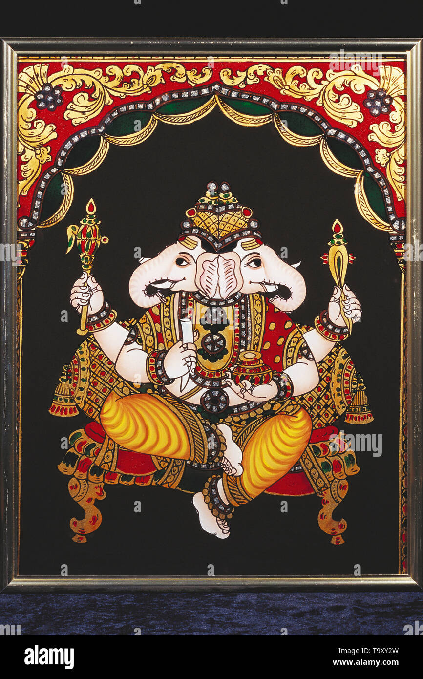 Dvimukha Ganapati,Two-faced Ganapati GANESH IDOL,TANJORE GLASS ...